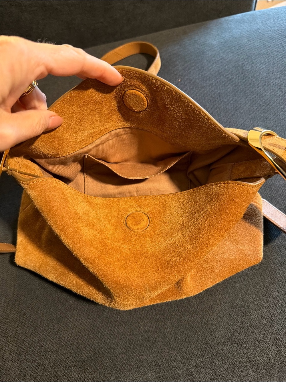 J Crew Suede Shoulder Bag in Camel NEW never used - Picture 7 of 9